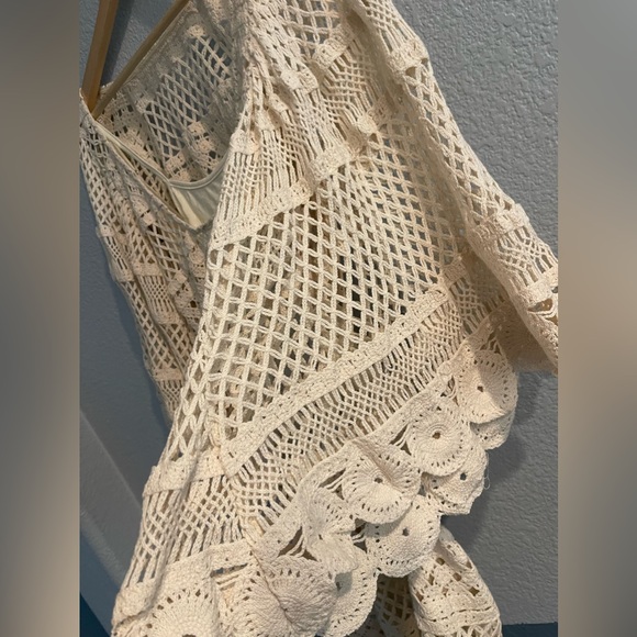 Free People x Jen’s Pirate Booty Zen Crochet Boho Ivory Mini Dress Size XS/S - Picture 6 of 10